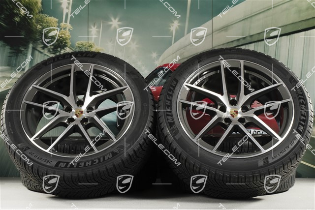 20-inch "Macan S" winter wheels set, rims 9J x 20 ET26 + 10J x 20 ET19 + NEW Michelin winter tyres 265/45 R 20 + 295/40 R 20, titanium dark/burnished, with TPMS