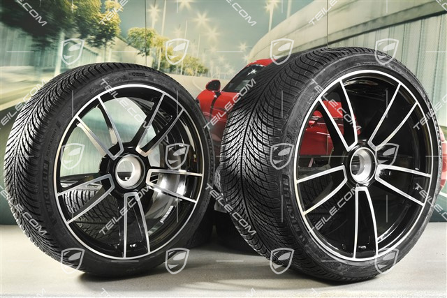 20"+21" koła zimowe Turbo S, komplet, felgi montowane centralnie 8,5J x 20 ET40 + 11J x 21 ET66 + NOWE opony zimowe Michelin 245/35 R20 + 305/30 R21
