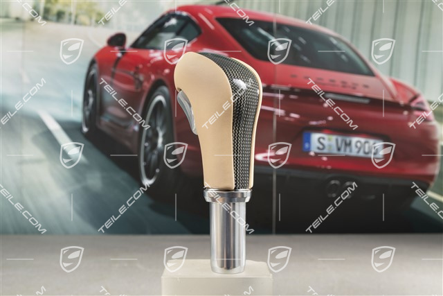 Schaltknopf Carbon, Tiptronic, Leder, luxorbeige