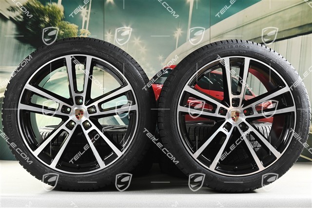22" Koła zimowe, komplet, Sport Design, felgi 10J x 22 ET48 +11,5J x 22 ET61 + opony zimowe Continental 285/40 R22 + 315/35 R22, czarny wysoki połysk