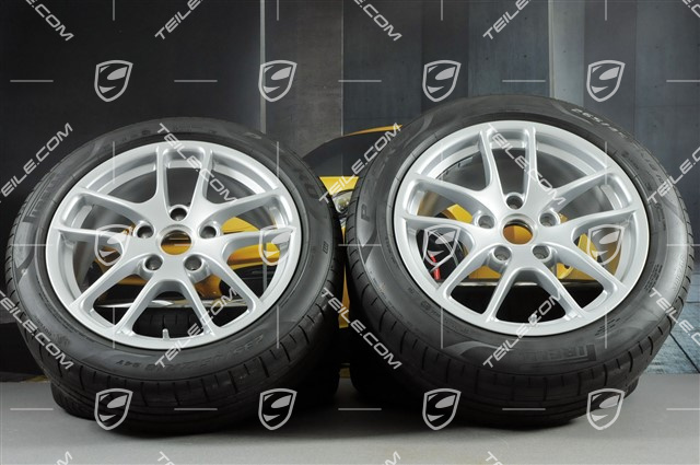 18" Cayman III koła letnie, komplet, felgi 8J x 18 ET57 + 9,5J x 18 ET49 + NOWE opony letnie Pirelli P Zero 235/45 R18 + 265/45 R18