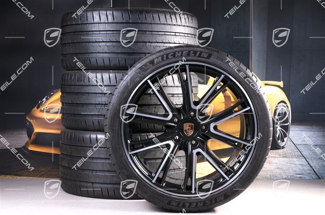 21" Koła letnie Exclusive Design, felgi 9,5J x 21 ET71 + 11,5J x 21 ET69 + NOWE opony letnie Michelin 275/35 ZR21 + 325/30 ZR21, czarne, z czujnikami ciśnienia