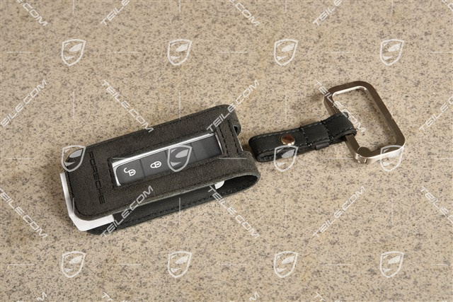 Schlüsseltasche Schlüsseletui aus Alcantara, Schwarz
