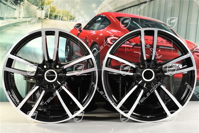 21" Felgensatz Cayenne Turbo, 11J x 21 ET58 + 9,5J x 21 ET46, schwarz hochglanz