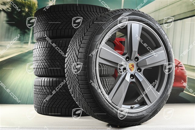22" Winterräder Cayenne Exclusive Design Sport, Felgen 10J x 22 ET48 +11,5J x 22 ET61 + NEUE Pirelli Winterreifen 285/40 R22 + 315/35 R22, in Vesuvgrau