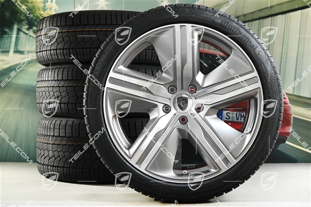 22" Macan Exclusive Design Winterräder Satz, Felgen 9J x 22 ET29 + 11J x 22 ET47 + NEUE Continental Winterreifen 255/40 R22 + 295/35 R22, in Platinsilber