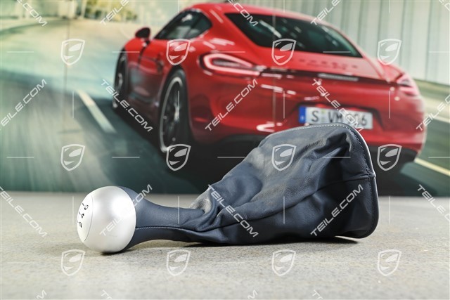 Gear shift knob, ALU-Look, Midnight blue leather gaiter / sleeve