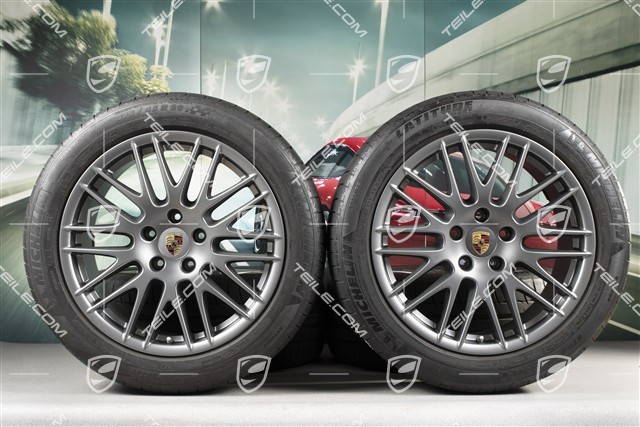 20-inch RS Spyder Design summer wheel set, 4 wheels 9,5J x 20 ET 47 + 4 tyres 275/45 R 20 110 Y XL, platinum, with TPMS