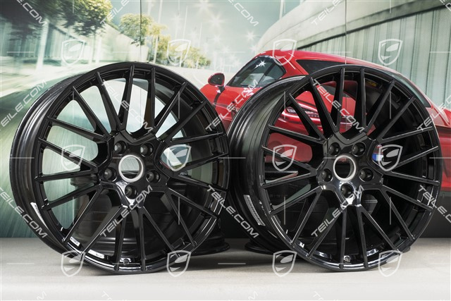 21" Komplet felg Cayenne RS Spyder, 11J x 21 ET58 + 9,5J x 21 ET46, czarny wysoki połysk