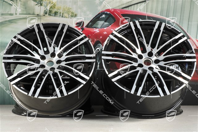 21-inch wheel rim set Turbo III, alloy wheel rims 10J x 21 ET19 + 9J x 21 ET26, black high gloss