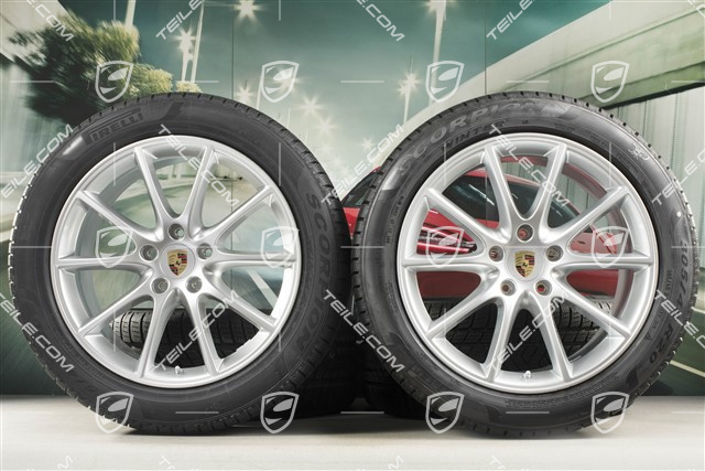 20" koła zimowe Cayenne COUPE Design, komplet, felgi 9J x 20 ET50 + 10,5J x 20 ET55 + NOWE opony zimowe Pirelli 275/45 R20 + 305/40 R20, z czujnikami ciśnienia, DOT/rok prod. 2019+2020