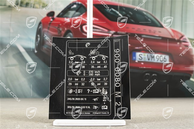 Hinweiss / Kennschild für Reifendruck, 20zoll, C2 / C2S