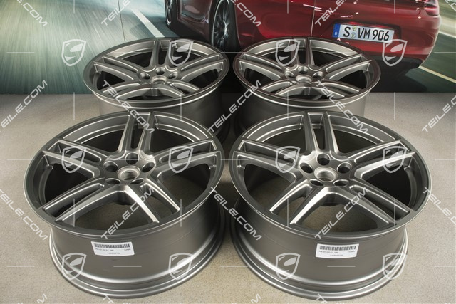 20" komplet felg "Macan Turbo", 9J x 20 ET26 + 10J x 20 ET19, CMS, platinum satynowy półmat