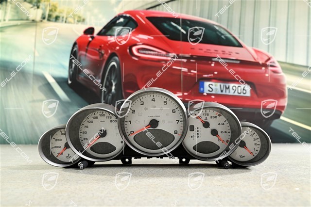 Instrument cluster / Speedometer, PDK transmission, Silver / Volcano grey Dials, USA version