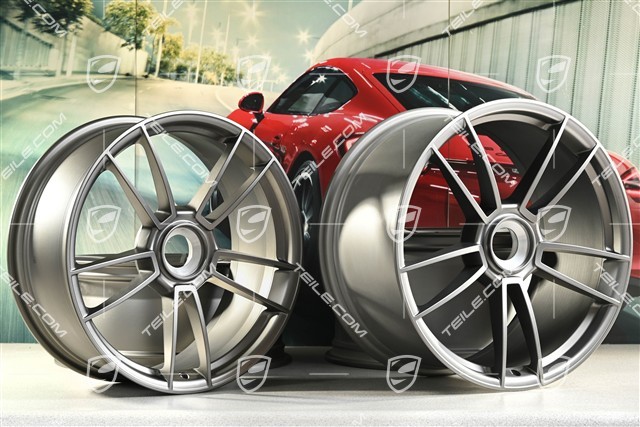 20+21" Felgensatz Turbo S, Felgen: vorne 8,5J x 20 ET40 + hinten 11J x 21 ET66, Platinum Seidenmatt