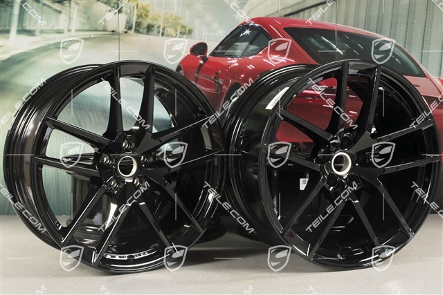 20" komplet felg Macan S, 9J x 20 ET26 + 10J x 20 ET19, czarny wysoki połysk