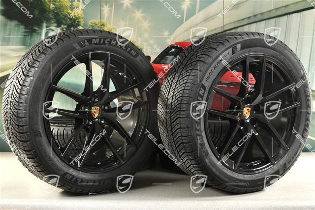 20-inch "Macan S" winter wheels set, rims 9J x 20 ET26 + 10J x 20 ET19, Michelin winter tyres 265/45 R 20 + 295/40 R 20, black high gloss, with TPMS