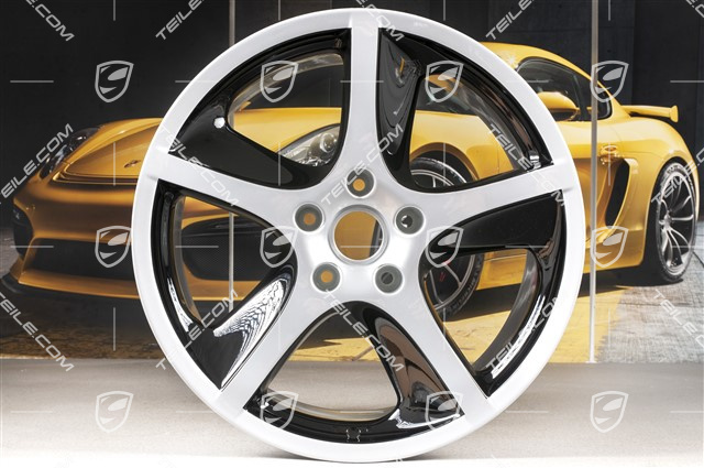 20" Komplet felg Cayenne SportTechno, przednie 9" + tylne 10", srebrny + czarny wysoki połysk
