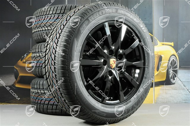18" Cayenne komplet kół zimowych, felgi 8J x 18 ET53 + NOWE opony zimowe Dunlop SP Winter Sport 3D 255/55 R18, bez czujników RDK