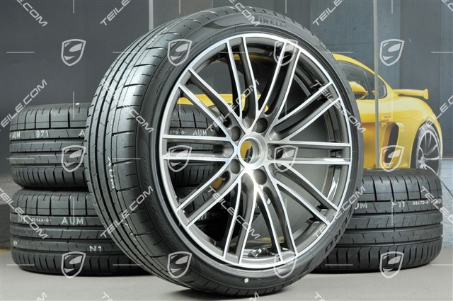 20" Turbo IV Sommerräder Satz, Felgen 8,5J x 20 ET57 + 10,5J x 20 ET47 + Sommerreifen 235/35 ZR20 + 265/35 ZR20, mit RDK-Sensoren