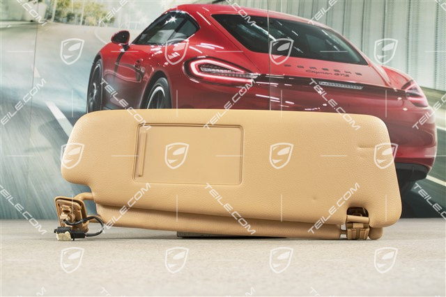 Blenda przeciwsłoneczna, z lusterkiem, Sand beige, Skóropodobna, R