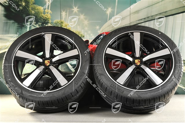 22-inch summer wheel set Cayenne Coupé Exclusive Design Sport, wheel rims 10J x 22 ET48 +11,5J x 22 ET52 + Pirelli summer tyres 285/40 R22 + 315/35 R22, black high gloss