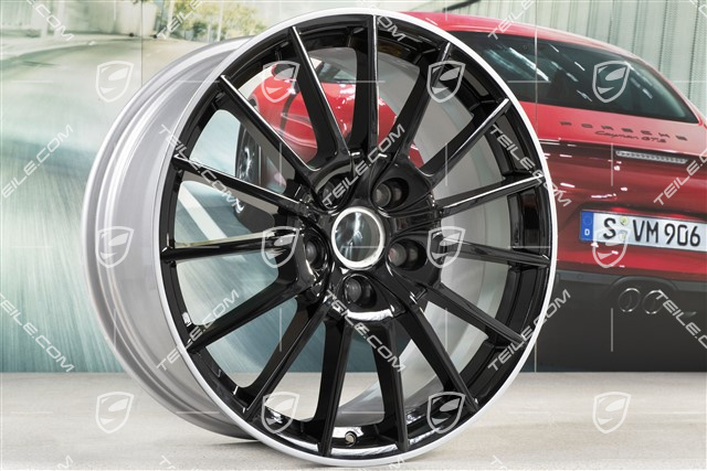 20" Panamera Sport Felgensatz, 9,5J x 20 ET 65 + 11,5 J x 20 ET 63, Felgenstern in schwarz