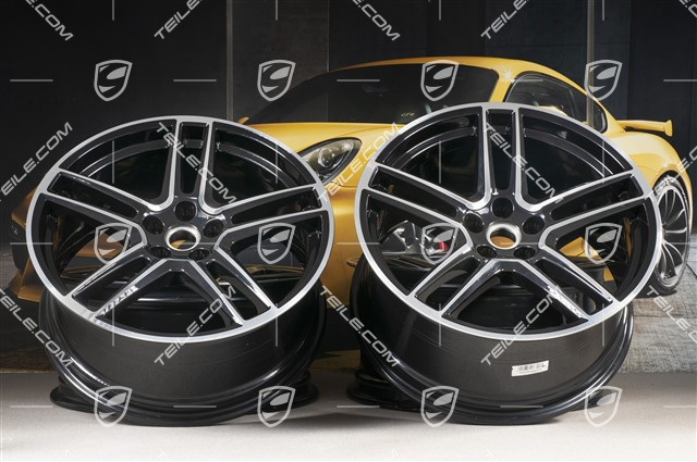 20-inch alloy wheel "Macan Turbo", 9J x 20 ET26 + 10J x 20 ET19, BORBET, Jet Black Met.