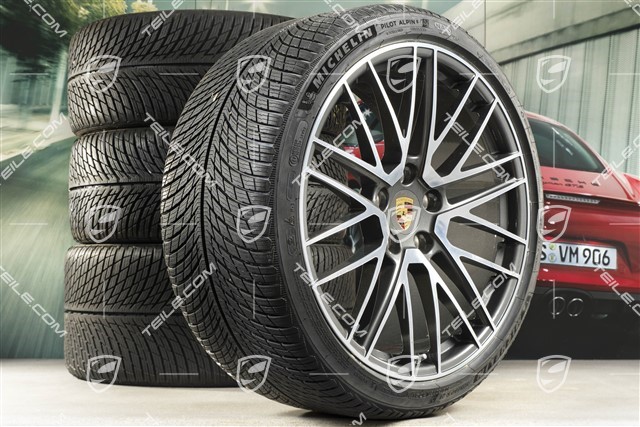 20"+21" Turbo V Winterräder Satz, Felgen 8,5J x 20 ET40 + 11J x 21 ET66 + Michelin Winterreifen 245/35 R20 + 305/30 R21, DOT/Bj. 2022