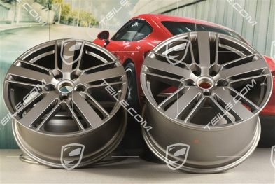 20" Komplet felg Panamera Design 2, 9,5J x 20 ET71 + 11,5J x 20 ET68, Platinum satynowy mat
