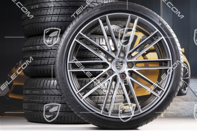 22-inch summer wheel set 911 Turbo IV Design, rims 10J x 22 ET48 + 11,5J x 22 ET61 + Pirelli summer tyres 285/35 ZR22 + 315/30 ZR22, with TPM