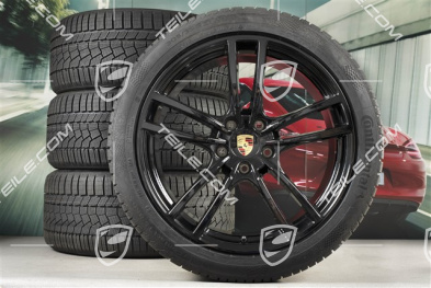 21" Cayenne Turbo Winterräder Satz, Felgen 9,5J x 21 ET46 + 11,0J x 21 ET58 + NEUE Continental Winterreifen 275/40 R21 + 305/35 R21, mit RDK-Sensoren, schwarz-hochglanz