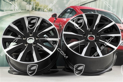 20" komplet felg Taycan Tequipment Design, 9J x 20 ET54 + 11J x 20 ET60, czarny wysoki połysk