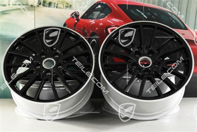 19" Komplet felg Sport Design, czarne, felgi 8J x 19 ET57 + 9,5J x 19 ET46, gwiazda felgi czarna / rant srebrny