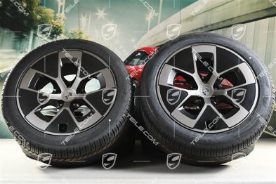 21" Cayenne Turbo Aero winter wheel set, wheel rims 9,5J x 21 ET16 + 11J x 21 ET37 + Goodyear Ultragrip Performance 3 SUV winter tyres 275/45 R21 + 315/40 R21, black satin matt + turbonite