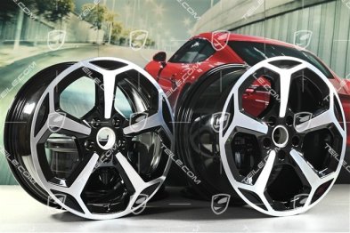 20" komplet felg Taycan Offroad Design, 9J x 20 ET54 + 11J x 20 ET60, czarny wysoki połysk