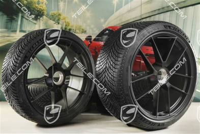 20"+21" Carrera GTS, koła zimowe, komplet, mocowane centralnie, felgi 8,5J x 20 ET50 + 11J x 21 ET82 + NOWE opony zimowe Michelin 245/35 R20 + 305/30 R21, z czujnikami ciśnienia, Anthracite Grey