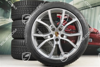 21" koła zimowe Cayenne Exclusive Design, komplet, felgi 9,5J x 21 ET46 + 11,0J x 21 ET58 + NOWE opony zimowe Continental 275/40 R21 + 305/35 R21, z czujnikami ciśnienia