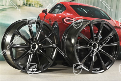 19" komplet felg Boxster S, 8J x 19 ET57 + 10J x 19 ET45, czarny satynowy półmat