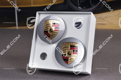 Hub cap set, platinum silver, crest coloured