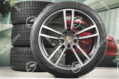 21-inch Cayenne Turbo winter wheel set, rims 9,5J x 21 ET46 + 11,0J x 21 ET58 + Continental winter tyres 275/40 R21 + 305/35 R21, with TPMS, Titanium