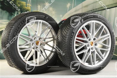 21" Cayenne "RS Spyder Design" Winterräder Satz, Felgen 9,5J x 21 ET46 + 11,0J x 21 ET49 + NEUE Michelin Pilot Alpin 5 SUV Winterreifen 285/45 R21 + 305/40 R21, mit RDK-Sensoren