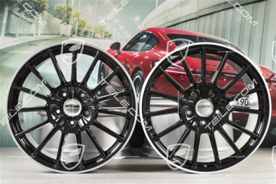 20" Panamera Sport Felgensatz, 9,5J x 20 ET 65 + 11,5 J x 20 ET 63, Felgenstern in schwarz