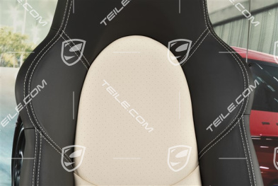 Sport Seat, el. adjustable, Lumbar, leather, Black/Sand beige, seam in silver, L