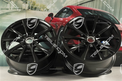 19" komplet felg Boxster S, 8J x 19 ET57 + 10J x 19 ET45, czarny satynowy półmat