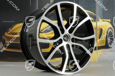 21" Komplet felg Cayenne Exclusive Design, 11J x 21 ET58 + 9,5J x 21 ET46, czarny wysoki połysk