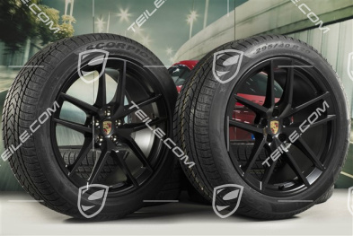 20" "Macan S" Winterräder Satz, Felgen 9J x 20 ET26 + 10J x 20 ET19 + NEUE Pirelli Winterreifen 265/45 R 20 + 295/40 R 20, schwarz seidenmatt, mit RDK-Sensoren