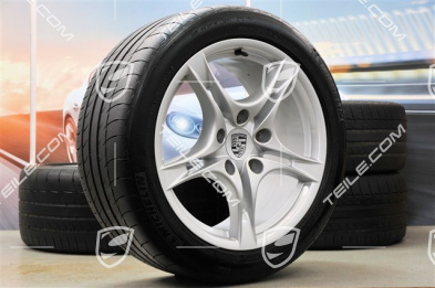 18" koła letnie, komplet Cayman S II, felgi 8J x 18 ET57 + 9J x 18 ET43 + opony letnie 235/40 R18 + 265/40 R18, bez czujników ciśnienia