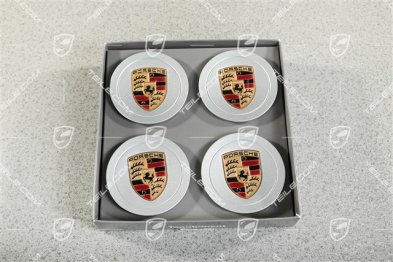 Radzierdeckel Satz, Wappen farbig, Silber