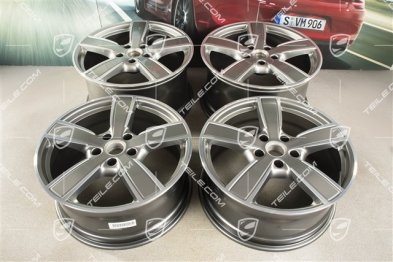 20" Komplet felg Cayenne Sport Classic Komfort, 9J x 20 ET50 + 10,5J x 20 ET55, platynowy srebrny